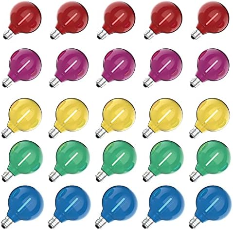 Meconard 25 Pack G40 LED Outdoor String Light Replacement Bulbs, Multicolor by Meconard