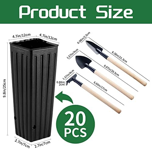 20 Pcs Plastic Deep Nursery Pots,9.8" Tall Tree Pots, - Image 2
