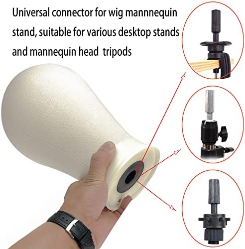 Wig Stand Tripod with Heads, Canvas Block Head Mannequin Head Stand Wigs Display Styling Head With Mount Hole for Wigs Making Display with Wig Caps, T Pins C Pins Set Bristle Brush - Image 6