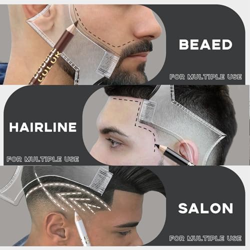 Noerrors Barber Pencil for Lineup Magic Hairline Enhancement Beard Guide Shaping Pencils for Design Razor Trace Black Brown White Barber Chalk Pencils Set with Sharpener Ruler Brush for Men - Image 5