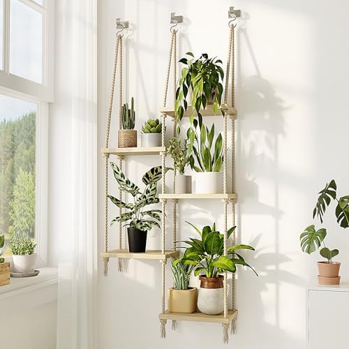 Bamworld Hanging Shelves Plant Hanger Indoor Window Plant Shelves - Image 6