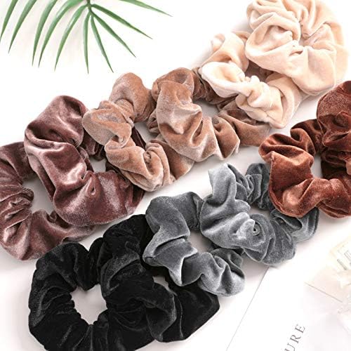 IVARYSS Scrunchies for Women, 12 Pcs Neutral Velvet Scrunchies for Hair, Classic Elastic Thick Scrunchy Hair Bands Ties, Soft Ropes Ponytail Holder Hair Accessories - Image 4