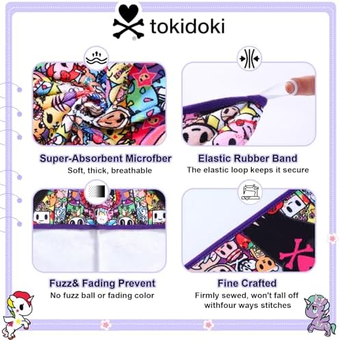 tokidoki Microfiber Hair Towel, Unicorno Hair Wrap,2 Pack Hair Dryer Towels - Image 5