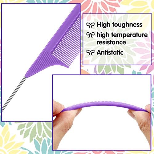 Patelai 30 Pcs Rat Tail Steel Combs Fine Tooth Bulk,Purple - Image 3