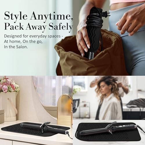 Large Vanity Mat, Heat Resistant Mat for Hair Tools, Vanity Décor, Black - Image 6