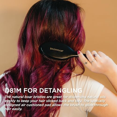 Denman Boar Bristle Hair Brush – Smoothing & Shine Enhancing for Slick Back Styles, Curl Defining & Detangling. Natural Bristles for all Hair Types for Women & Men - Image 5