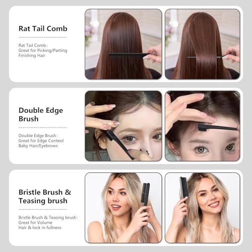 Curl Defining Brush, Curly Hair Brush, Slick Back Hair Brush, For Combing and Shaping Curls in All Hairstyles to Reduce Pulling (Black) - Image 4
