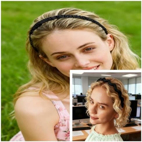 7 Pcs Headbands for Women Girls, Non Slip Cute Pearl Floral Padded Vintage Wide Fashion Multi-style Headbands for Girls - Image 6