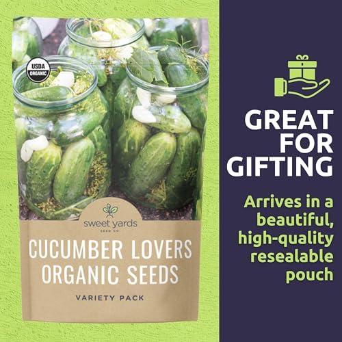 Organic Cucumber Seeds Variety Pack - 5 Individual Packs - 2026 Season - Marketmore 76, Sweet Burpless, Boston Pickling and More! for Indoor & Outdoor Planting (Non-GMO, Certified Organic) - Image 6