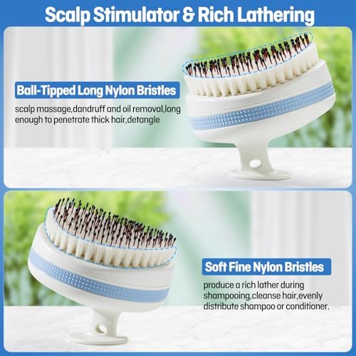 Scalp Massager with Double-Layer Bristles,Anti-Slip Rich-Lathering Hair Washing Shampoo Brush,Curved Scalp Scrubber with Better Head Fit for Dandruff Removal,Wet&Dry Use Scalp Stimulator. - Image 2