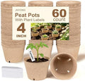 JNYONG 60 Packs 4 Inch Peat Pots, Garden Germination Nursery Pots by JNYONG