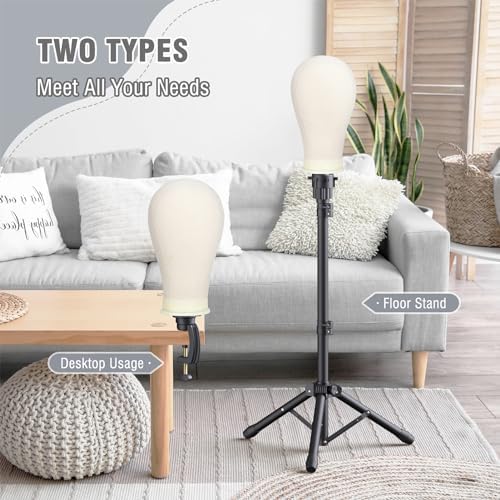 Relx Reinforced Wig Stand with Mannequin Head - Adjustable Wig Head Stand with Head for Wigs - Manikin Head Set for Cosmetology, black - Image 2