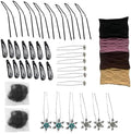 Ballet Bun Hair Kit, Women Girls, 3 Inch Black 42pcs by ROCST