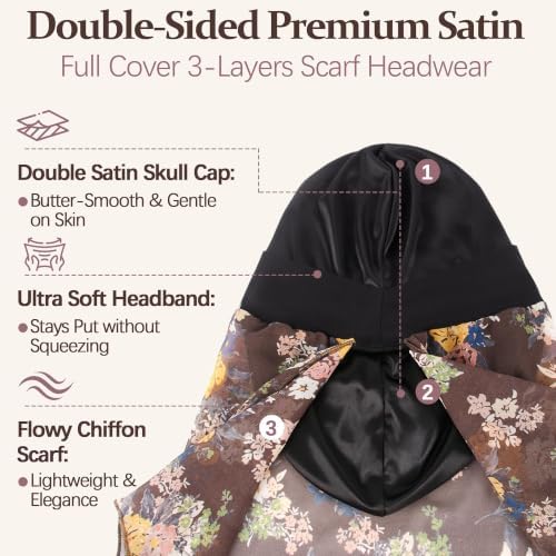 Ababalaya Satin Lined Head Wrap Chemo Headwear for Women - Image 2