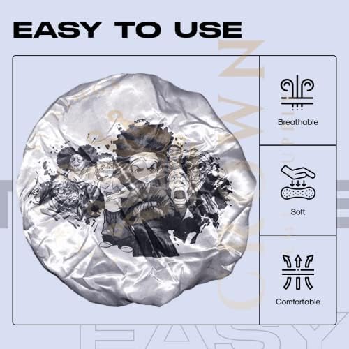 Large Bonnet - Silky Satin Bonnet with Elastic Soft Band (White Boondock Huey Bonnet) - Image 5