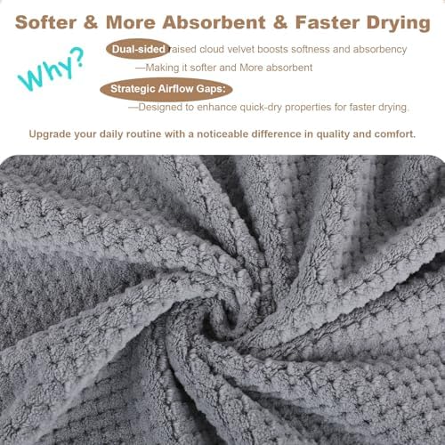 Microfiber Hair Towels, Waffle Hair Towel Set, Super Soft Highly Absorbent, Sturdy Quick Drying Turbans for Long, Thick, Curly Hair (2 Pack, 40" x 20") - Image 4