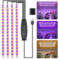 RWNTAO Four Strip Growing Lamp for Indoor Plants, Red & Blue & Yellow Full Spectrum LED Grow Light Strips with Auto ON/Off 3/9/12H Timer,10 Dimmable Levels for Green House Succulent (13 in) by RWNTAO
