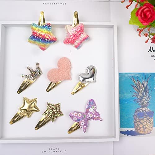 Gingbiss 16 Pcs Girls Hair Clips, Cute Sparkly Snap Hair Barrettes for Kids - Image 3