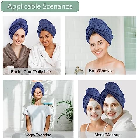 Dolwis Microfiber Hair Drying Towel: 2 Pcs Waffle Long Hair Turban Wrap - Image 4