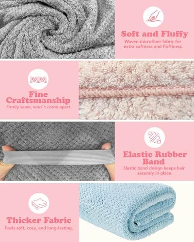 2-Pack Microfiber Hair Towel for Long Hair, Anti-Frizz Turban 39" x 24" - Image 3