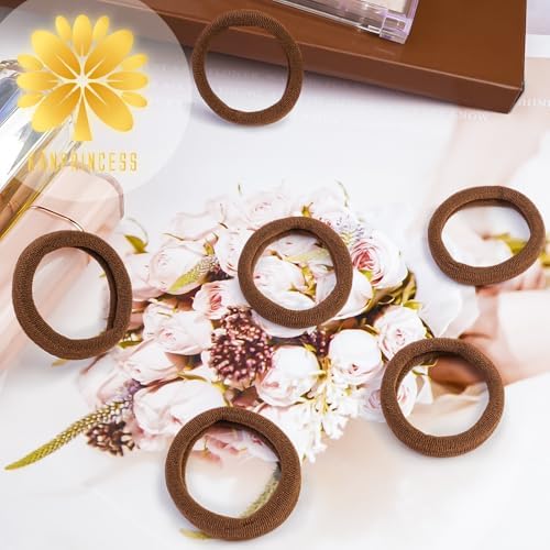 Kanprincess Brown Nylon Hair Ties, 100PCS No-Damage Soft Bands for Women - Image 6