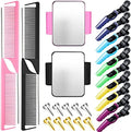 Chengu 26 Pcs Hair Braiding Tools for Mardi Gras Magnetic Wrist Pin Holder Wristband Stainless Steel Pintail Rat Tail Comb Hair Parting Ring with Alligator Plastic Clip Kit for Carnival Party Style by CHENGU
