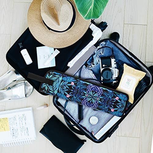 Beautyflier Universal Curling Iron Travel Case, Heat-Resistant, Canvas, Blue Flower - Image 6