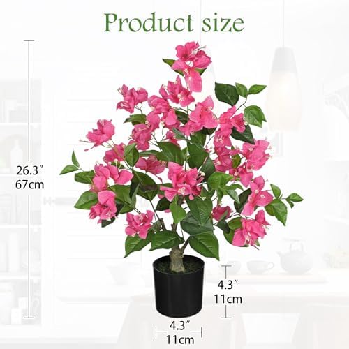 26.3” Large Fake Plants Artificial Flowers Bougainvillea Artificial Plants Trees Indoor Pots, Faux Plants Perfect for Home Decor, Living Room Table Decor, Bedroom Shelf Decor, Dining Room Decor - Image 3