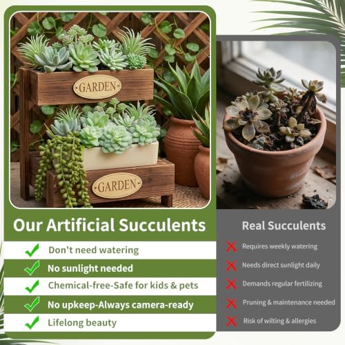 Artificial Succulents 12 Pcs Mini Fake Plants Faux Hanging Unpotted - Image 5