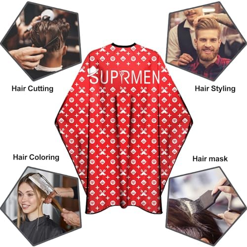 Barber Capes for Men Professional Haircut Capes with Snaps Salon Capes for Stylist -63"*56"(Red) - Image 6