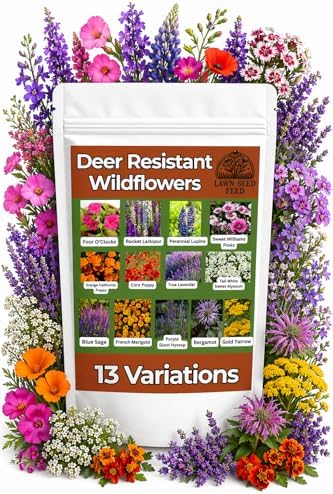 Deer Resistant Wildflower Seeds (2oz) Hardy Garden Flowers Designed to Deter Deer & Support Pollinators by LawnSeedFeed