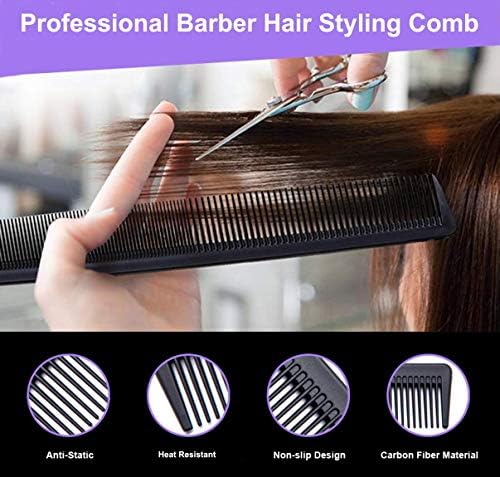 3 Pack Carbon Fiber Cutting Comb - Professional 8.15' Styling Comb for All Hair Types, Fine and Wide Tooth - Image 6