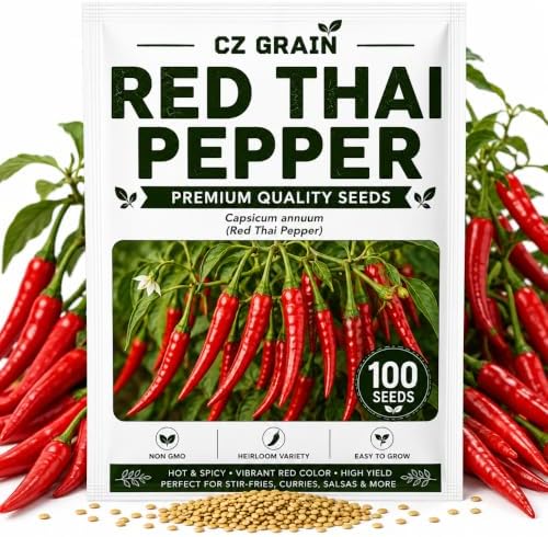 Red Thai Pepper Seeds for Planting | Hot Chili Peppers | 100 Seeds by CZGrain