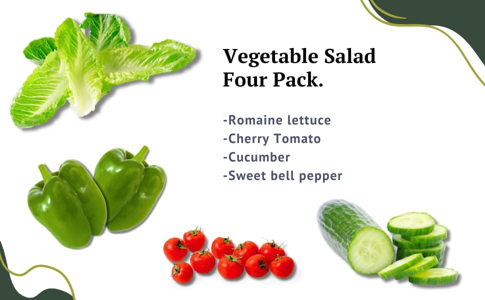 Vegetable Seeds for Planting Vegetables - Variety Salad Pack - Romaine Lettuce - Cherry Tomato - Cucumber - Bell Pepper! - Image 2