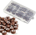 500Pcs 5mm Micro Links Bulk, Silicone Lined Brown for Salon by HANDWIGHairExtensions