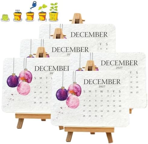Plantable Love Seed Calendar 2027 with 12-Month Wildflower Paper (5Pcs) by Xiuboo