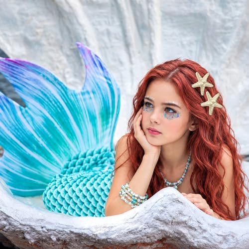 Gofriipai 2 Pcs Starfish Hair Clip with Face Glitter Body Glitter, Mermaid Hair Clips Accessories for Women and Girls, 2 in 1 Accessory Sets for Mermaid Halloween Beach Costume - Image 4