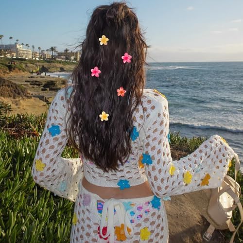 GQLV Flower Hair Claw Clips-12PCS Small Claw Clips for Thick/Thin Hair Claws,Strong Hold Nonslip Cute Hair Clips for Women Girls,Hawaiian Hair Accessories Holiday Gifts - Image 3