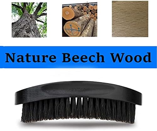 Premium Beech and Black Mix Bristle Wave Brush - Curved Medium Hard Brush for Men's Hair Styling - Image 4