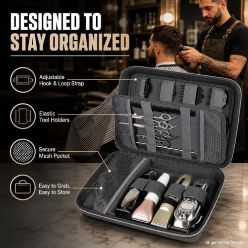 Boobowl Hard Travel Case for Hair Clippers, Hair Cutting Barber Supplies Organizer Bag, Trimmer Storage Holder for Ufree/for Wahl Men Razor Guard Grooming Kits -Box Only (Dark Grey) - Image 3
