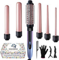 Curling Iron Set, 6 in 1 Hair Curling Wand with Curling Brush and 5 Interchangeable Ceramic Curling Wand(0.35'-1.25') Tourmaline Hair Curler, Instant Heat Up Curling Iron for Long Hair Women by Homfu