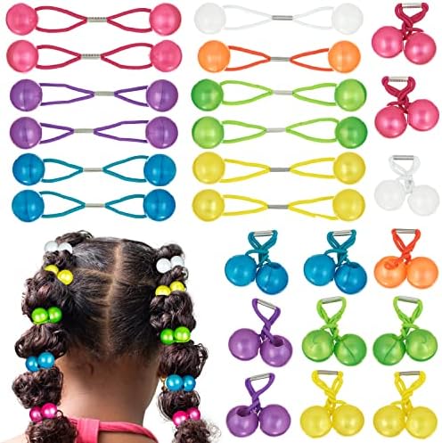 24pc Marble Finish Twin Bead Ponytail Ball Hair Elastics-Girls & Toddlers by Expressions