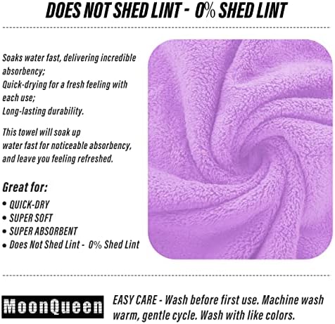 MOONQUEEN 6 Pack Premium Hand Towels - Quick Drying - Microfiber Coral Velvet Highly Absorbent Towels - Multipurpose Use as Hotel, Bathroom, Shower, Spa, Hand Towel 16 x 28 inches (Purple) - Image 4