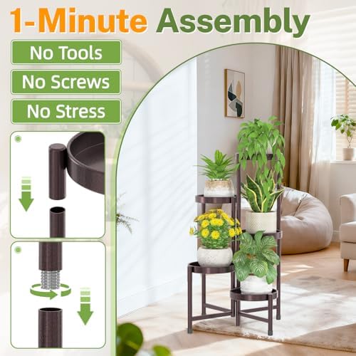 iDavosic.ly Plant Stand Indoor Outdoor, 5 Tier Metal Corner Shelf, Bronze - Image 2