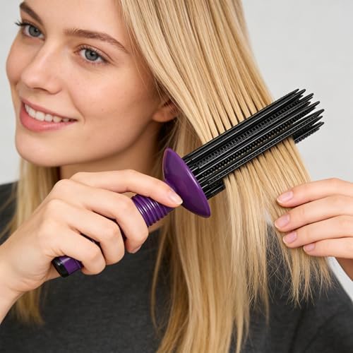 GOWENIC Curling Roll Comb, Non Slip Grip Hair Fluffy Styling Curler, Volumizing Styling Tool for All Hair Type, Purple, Curling Comb for Curly - Image 5