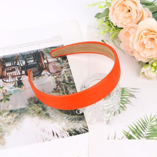 Orange Headband 1 Inch Faux PU Leather Hairband for Women and Girls - Image 6