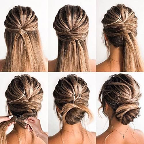 8 Pieces Side Combs, Metal Fork Clip Pins for Buns, 4 Prong Updo U-Shape Sticks for Women Hair Styling Tool Accessories - Image 6