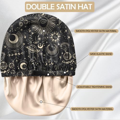Satin Hair Bonnet Silk Bonnet for Sleeping Double Layer Elastic Adjustable Reusable Cute Aesthetic for Women Girls - Image 4