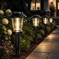 Solar Pathway Lights Outdoor, 12 Pack Warm White Tungsten Filament Solar Lights, 3 Lighting Modes, Auto On/Off, IP65 Waterproof, Dusk to Dawn Solar Garden Lights for Yard, Driveway, Lawn & Landscape by Unknown