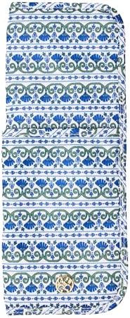 Mary Square Hot Tools Cover - Blue and Green Mosaic Print Heat Resistant Travel Case for Curling Irons and Flat Irons - 4.75 x 12.5 Padded Hair Tool Organizer with Front Cord Pocket by MarySquare